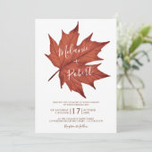 赤茶素朴楓シンプル葉結婚イニシャル 招待状 (スタンド正面)