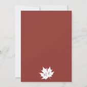 赤茶素朴楓シンプル葉結婚イニシャル 招待状 (裏面)