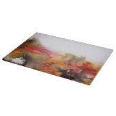 赤茶色のオレンジ白くモダンな抽象美術 カッティングボード (角)