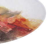 赤茶色のオレンジ白くモダンな抽象美術 カッティングボード (角)