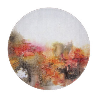 赤茶色のオレンジ白くモダンな抽象美術 カッティングボード