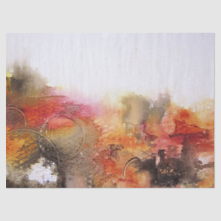 赤茶色のオレンジ白くモダンな抽象美術 薄葉紙