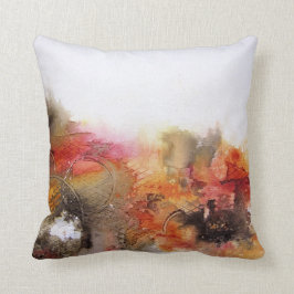 赤茶色のオレンジ色の白色のモダン抽象芸術アート クッション