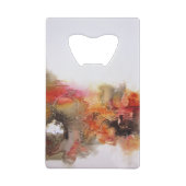 赤茶色のオレンジ色の白色のモダン抽象芸術アート クレジットカード栓抜き (裏面)