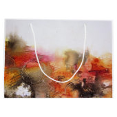 赤茶色のオレンジ色の白色のモダン抽象芸術アート ラージペーパーバッグ (裏面)