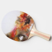 赤茶色のオレンジ色の白色のモダン抽象芸術アート 卓球ラケット (横)