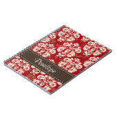 赤茶色のダマスク織の螺線形ノートジャーナル ノートブック (左側)