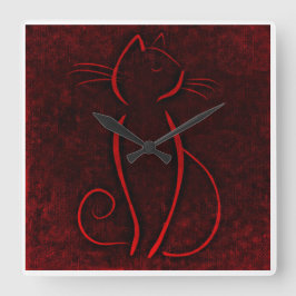 赤茶色の猫 | Zazzle_Growstore スクエア壁時計