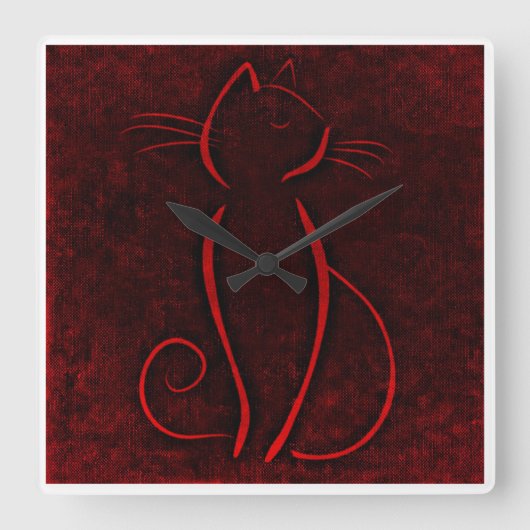 赤茶色の猫 | Zazzle_Growstore スクエア壁時計 (正面)