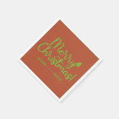 赤茶色の紙にシンプルな手書き風のメリークリスマス スタンダードカクテルナプキン (角)
