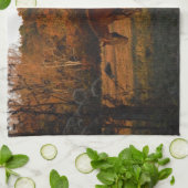 赤茶色の馬、秋の森。 キッチンタオル (折り畳み)