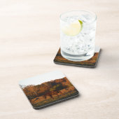 赤茶色の馬、秋の森。 コースター (右側)