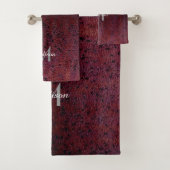 赤茶色の黒さび金グラデーション属パティナモノグラム バスタオルセット (インサイチュ)