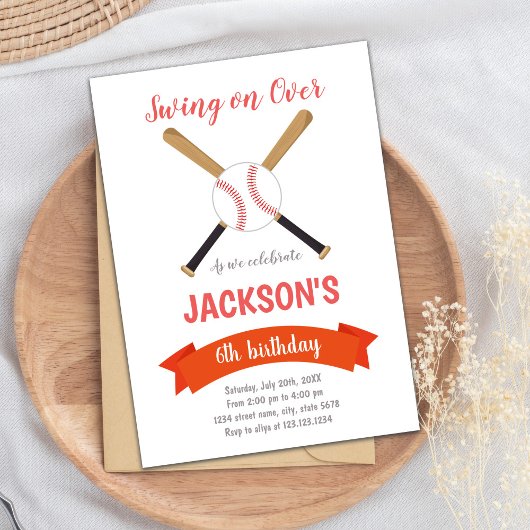 赤茶色ベースボールバースデー招待状 招待状