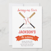 赤茶色ベースボールバースデー招待状 招待状 (正面)