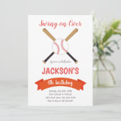 赤茶色ベースボールバースデー招待状 招待状 (スタンド正面)