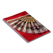 赤華美い背景にハンドヘルドファン ノートブック (右側)