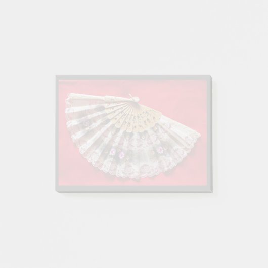 赤華美い背景にハンドヘルドファン ポストイット (正面)