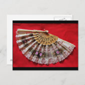 赤華美い背景にハンドヘルドファン ポストカード (正面/裏面)