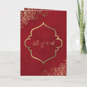 赤華美イスラームのエレガント金ゴールド結婚フリル 招待状 (裏面)