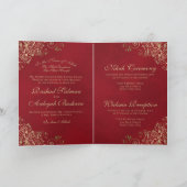 赤華美イスラームのエレガント金ゴールド結婚フリル 招待状 (内部)