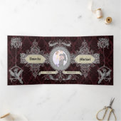 赤華美ダマスクヴィンテージウェディング 三つ折り招待状 (内部)