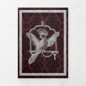 赤華美ダマスクヴィンテージウェディング 三つ折り招待状 (カバー)