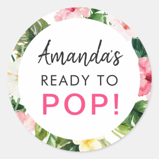 赤葉ちゃんシャワー準備ポップ・アートののトロピカル ラウンドシール (正面)