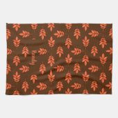 赤葉名前をカスタムするブラウン キッチンタオル (横)