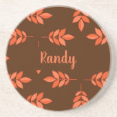 赤葉名前をカスタムするブラウン コースター (正面)