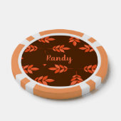 赤葉名前をカスタムするブラウン ポーカーチップ (シングル)