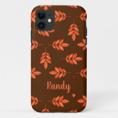 赤葉名前をカスタムするブラウン Case-Mate iPhoneケース (裏面)