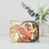 赤葉書の美しい月の女神 ポストカード (スタンド正面)