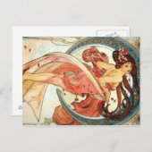 赤葉書の美しい月の女神 ポストカード (正面/裏面)