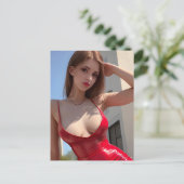 赤葉書を着た ポストカード (スタンド正面)