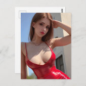 赤葉書を着た ポストカード (正面/裏面)