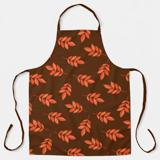 赤葉色茶色 エプロン (正面)