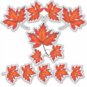 赤葉色、メープル葉色、秋の色 シール (正面)