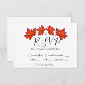 赤葉色、メープル葉色、秋の色 出欠カード (正面/裏面)