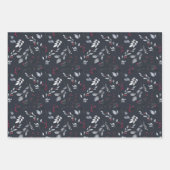 赤葉、青、黒の灰色の果実と赤の果実 ラッピングペーパーシート (正面2)