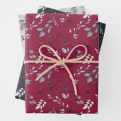 赤葉、青、黒の灰色の果実と赤の果実 ラッピングペーパーシート (インサイチュ)