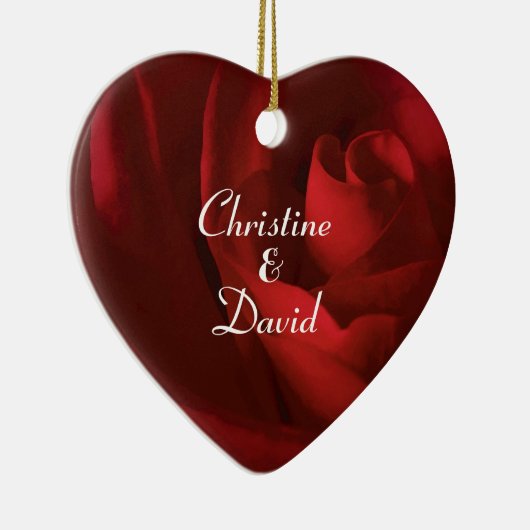 赤薔薇のような愛パーソナライズされた セラミックオーナメント (右)