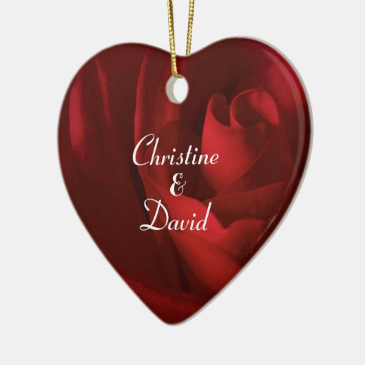 赤薔薇のような愛パーソナライズされた セラミックオーナメント (左)