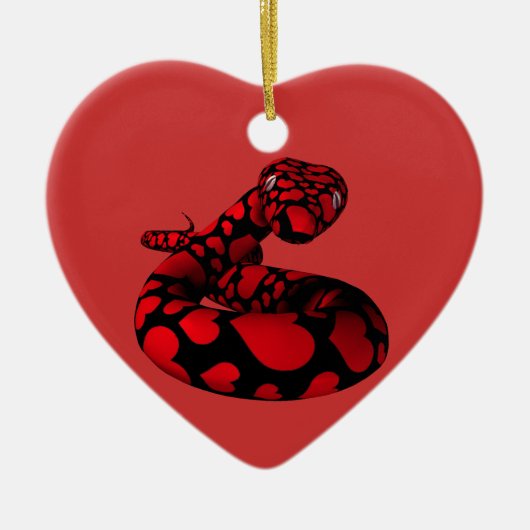 赤蛇(ハート) セラミックオーナメント (正面)
