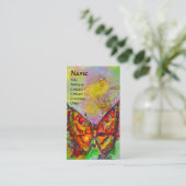 赤蝶パープルイエロー金ゴールドスパークルズモノグラム 名刺 (スタンド正面)