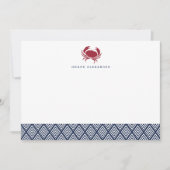 赤蟹パーソナライズされた文房具フラットカード ノートカード (正面)