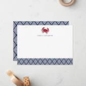 赤蟹パーソナライズされた文房具フラットカード ノートカード (正面/裏面インサイチュ)