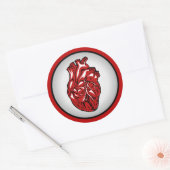 赤血人解剖ハートイラストレーションシール ラウンドシール (封筒)