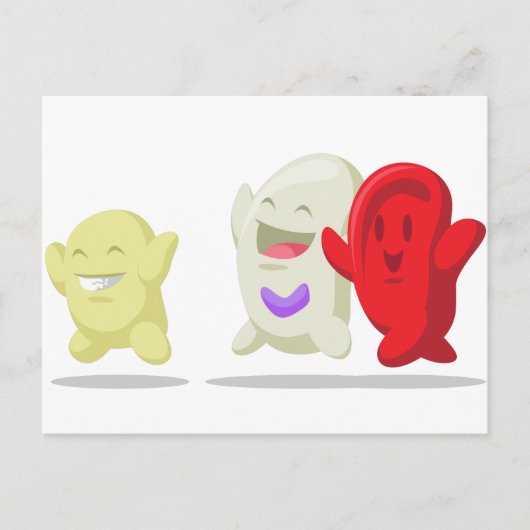 赤血球の漫画 – 赤血球、白血球、 ポストカード (正面)