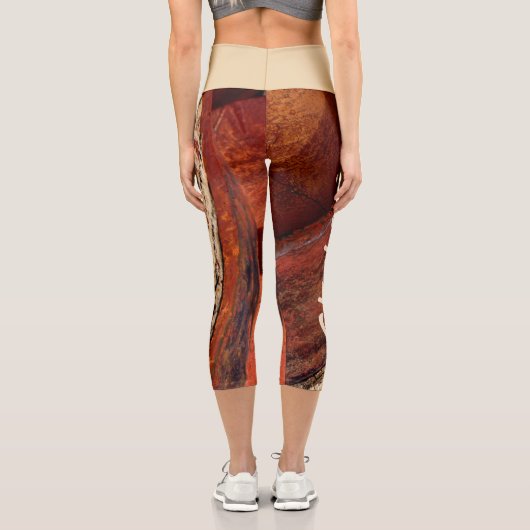 赤褐色の抽象芸術パーソナライズされた名 カプリレギンス (裏面)